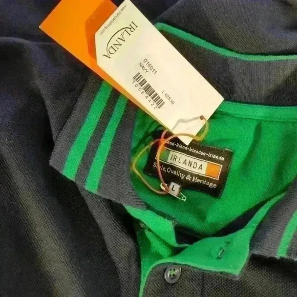 Men's Irlanda Ireland Navy/Green Polo Short Sleeve Shirt Size L - Picture 4 of 8